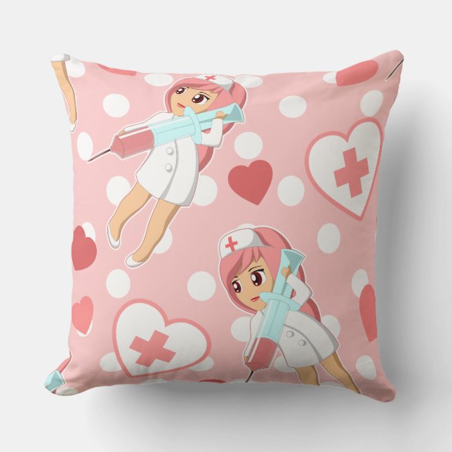 Pink Pastel Decora Menhera Kei Kawaii Nurse Kissen (Vorderseite)
