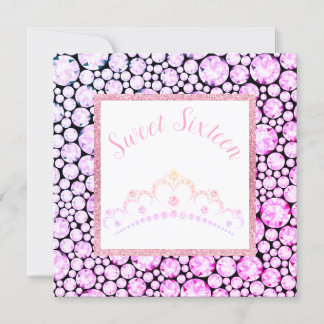 PINK PASTEL DIAMOND PRINCESS TIARA SECHZEHN EINLADUNG