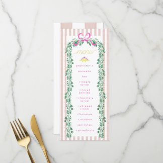 Pink Pastel Dinosaur Menu fête d'anniversaire
