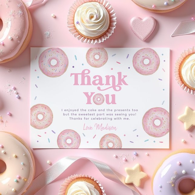 Pink Pastel Donut Sprinkle Geburtstag Dankeskarte (Von Creator hochgeladen)