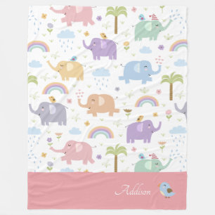 Pink Pastel Elephant Muster für Little Girl Fleec Fleecedecke