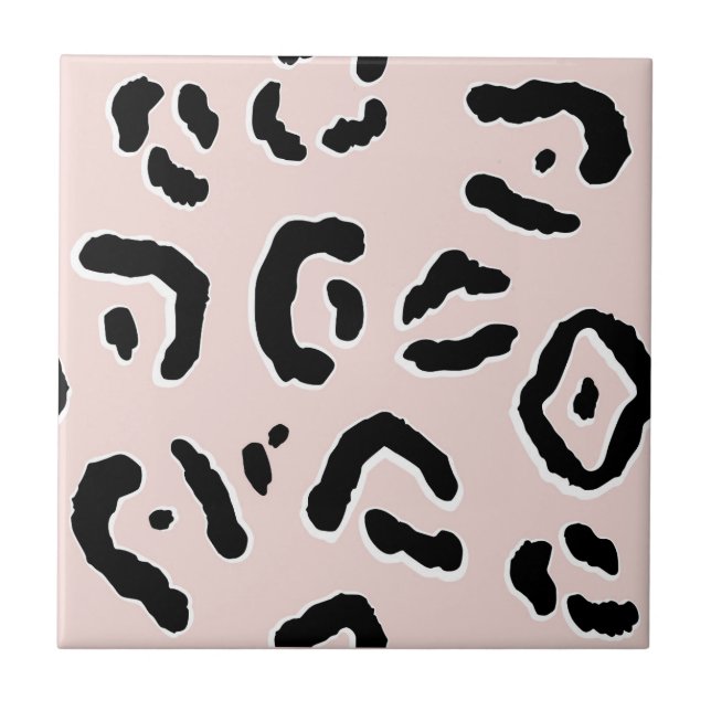 Pink Pastel Fun Animal Leopard Print Keramik Tile Fliese (Vorderseite)