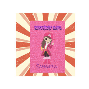 Pink Pastel Glitzer Pirate Girl Mitteilungskarte