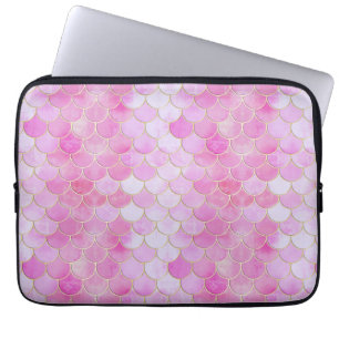 Pink Pastel & Gold Shimmer Mermaid Scanner Muster Laptopschutzhülle