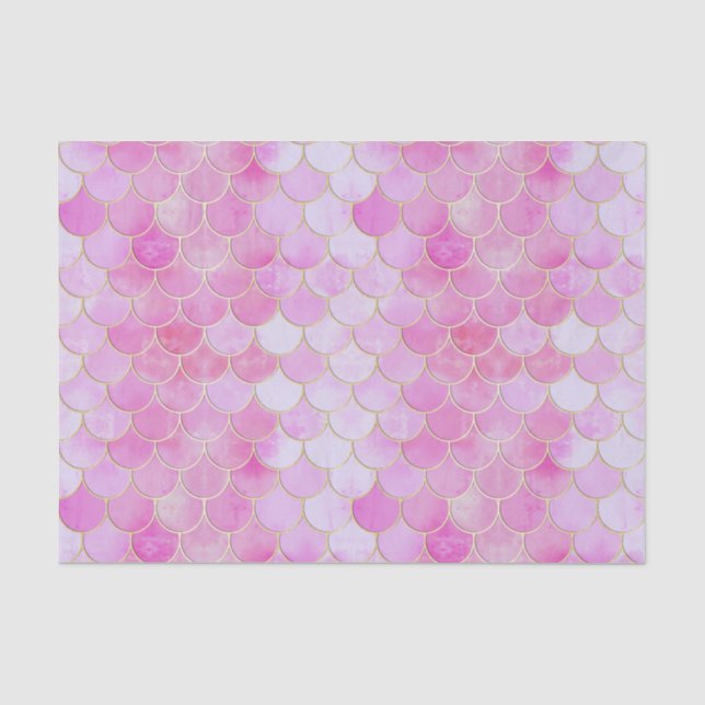 Pink Pastel & Gold Shimmer Mermaid Scanner Muster Seidenpapier (Vorderseite)