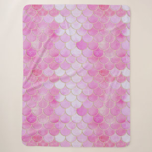 Pink Pastel & Gold Shimmer Mermaid Scanner Muster Sherpadecke