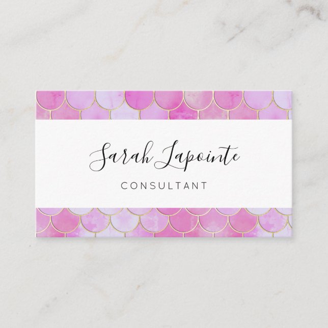 Pink Pastel & Gold Shimmer Mermaid Scanner Muster Visitenkarte (Vorderseite)