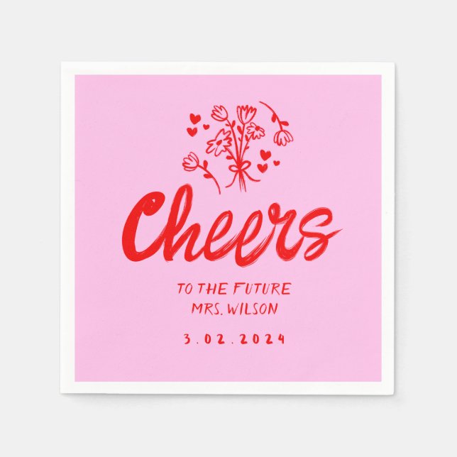Pink Pastel Handwriting Retro Bridal ShowerNapkins Serviette (Vorderseite)