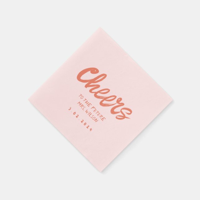 Pink Pastel Handwriting Retro Bridal ShowerNapkins Serviette (Ecke)