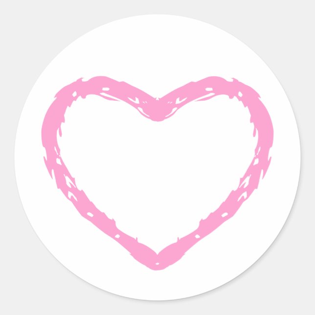 Pink Pastel Heart Chalkboard Kid Drawning Runder Aufkleber (Vorderseite)