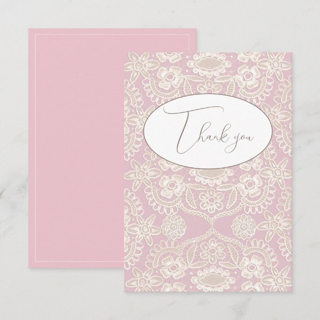 Pink Pastel Imitate Schnürsenkel Danke Karte (Vorne/Hinten)