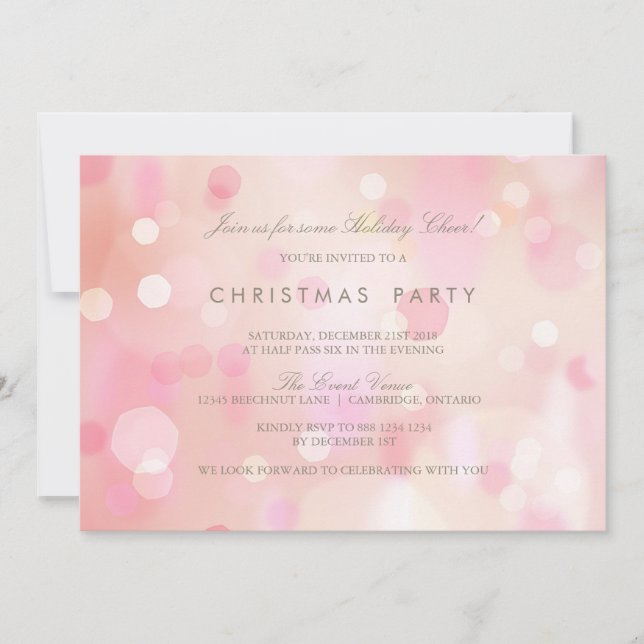Pink Pastel Lights Weihnachts-Party Einladung (Vorderseite)