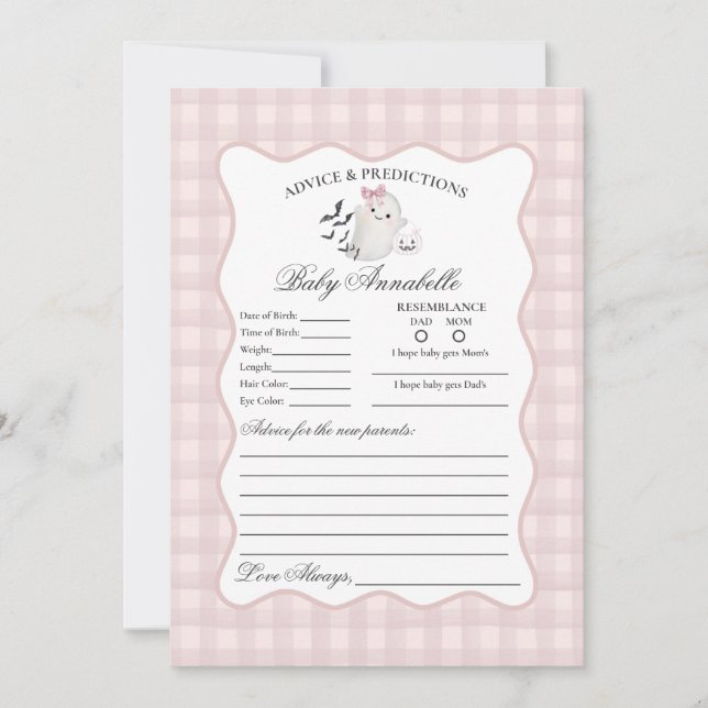 Pink Pastel Little Boo Ghost Advice for Baby Card Einladung (Vorderseite)