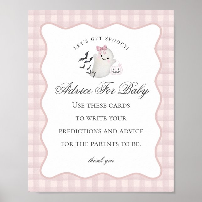 Pink Pastel Little Boo Ghost Advice for Baby Sign Poster (Vorne)