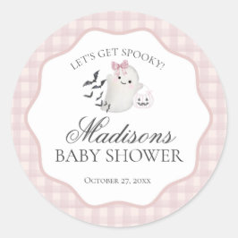 Pink Pastel Little Boo Ghost Baby Dusche Siegel Runder Aufkleber