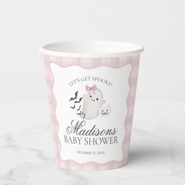 Pink Pastel Little Boo Ghost Baby Shower Coffee Pappbecher (Vorderseite)