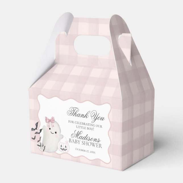Pink Pastel Little Boo Ghost Baby Shower Gable Geschenkschachtel (Vorderseite)