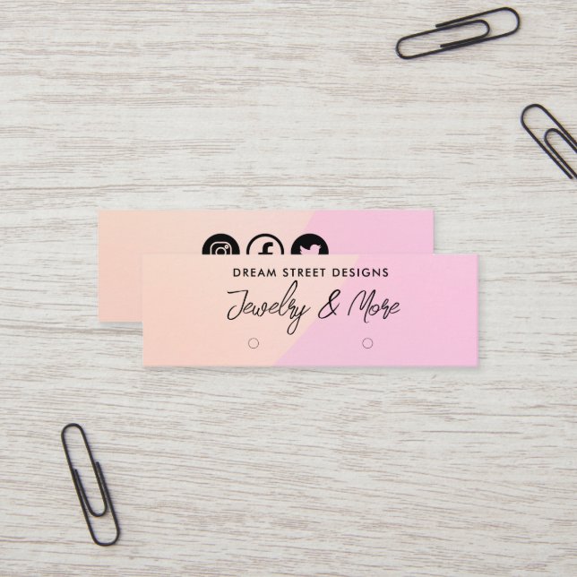 Pink Pastel Logo Médias sociaux Écouter la carte d (Devant/Arrière en situation)