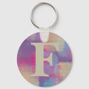 Pink Pastel Patchwork Initial Schlüsselanhänger