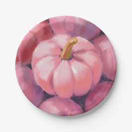 Pink Pastel Pumpkins Halloween Pappteller