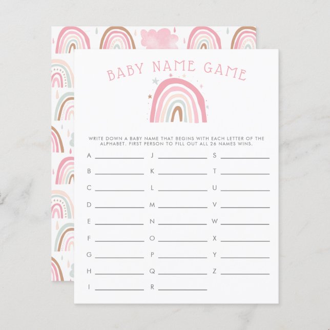 Pink Pastel Rainbow Baby Name Duschspiel (Vorne/Hinten)