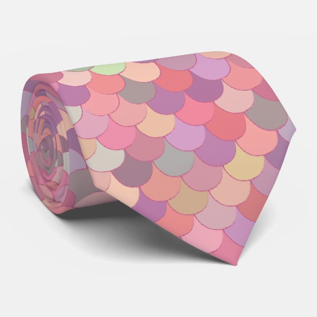 Pink Pastel Rainbow Mermaid Merman Scales Krawatte (Gerollt)