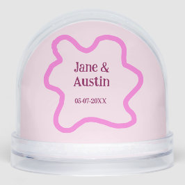 Pink pastel retro wedding border frame name date schneekugeln