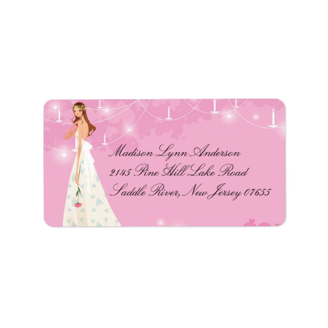 Pink Pastel Romantische Brautadresse Etikett Adressaufkleber (Vorne)