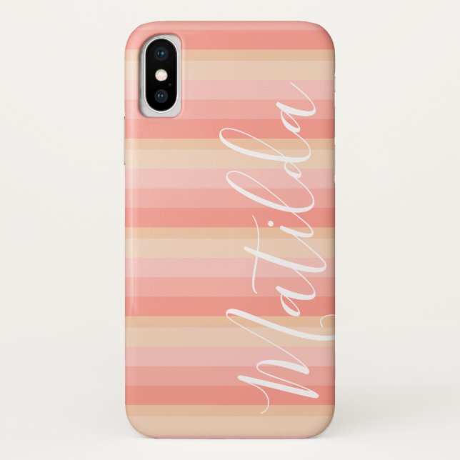 Pink Pastel Skin Ombre Personalisierter Name Case-Mate iPhone Hülle (Rückseite)