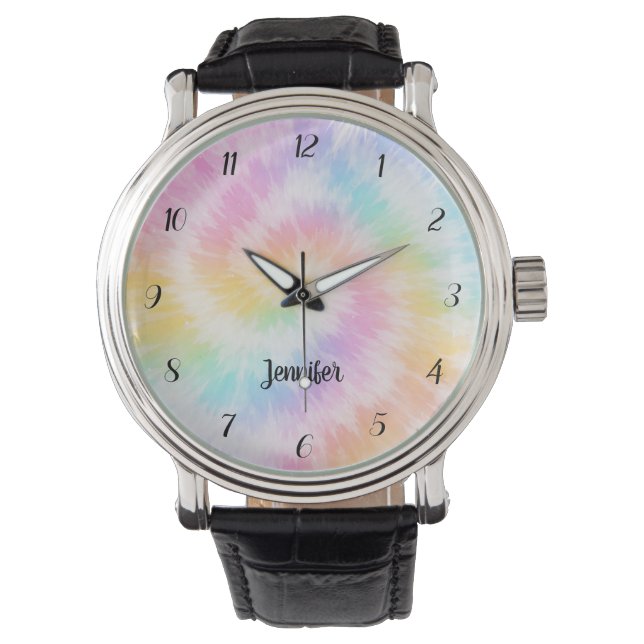 Pink Pastel Tie Dye Girly Chic                     Armbanduhr (Vorderseite)