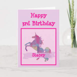 Pink Pastel Unicorn Geburtstagskarte Karte