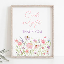 Pink Pastel Wildblume Karten und Geschenke Zeichen Poster