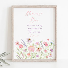 Pink Pastel Wildblume Kinderdusche Mimosa Bar Zeic Poster