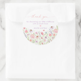 Pink Pastel Wildblume Kinderdusche Runder Aufkleber