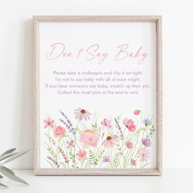 Pink Pastel Wildblume Say Baby Game nicht Poster (Von Creator hochgeladen)