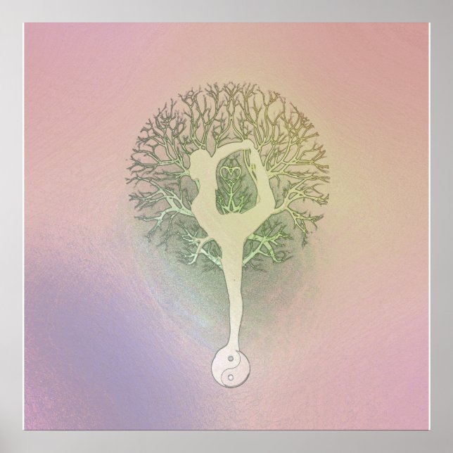 Pink Pastel Yoga Tree Poster (Vorne)