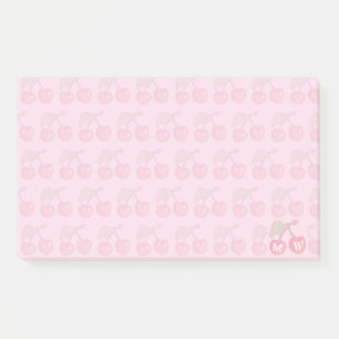 Pink Pastell Cherries Muster Monogram Post-it Klebezettel