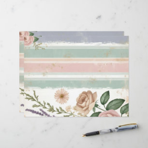 Pink Pastell floral Stripted Scrapbook Papier Hand