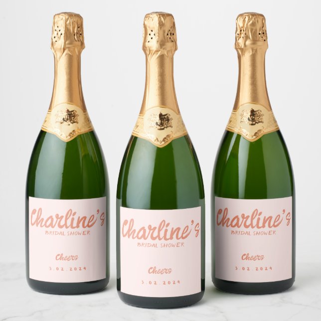Pink Pastell Handwriting Retro Brautparty (Flaschen)