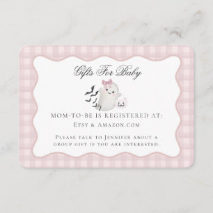 Pink Pastell Little Boo Ghost Registrierungskarte  Begleitkarte