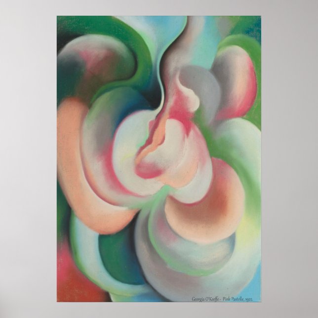 Pink Pastelle by Georgia O'Keeffe - Abstraction Poster (Vorne)