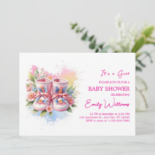 Pink pastellfarbene Hintern Floral Wasserfarbene B Einladung