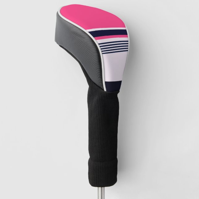 Pink Pastellstreifen Golf Headcover (angewinkelt)