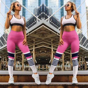 Pink Pastellstreifen Leggings