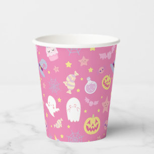Pink Pasteloween Pattern Halloween Pappbecher