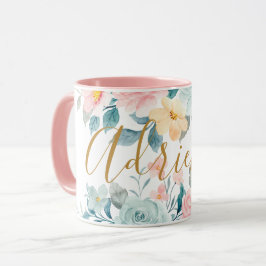 Pink Pastor Blume Aquarellfarben Bläsername Tasse