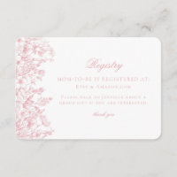 Pink Pastor Chinoiserie Floral Baby Registry Card