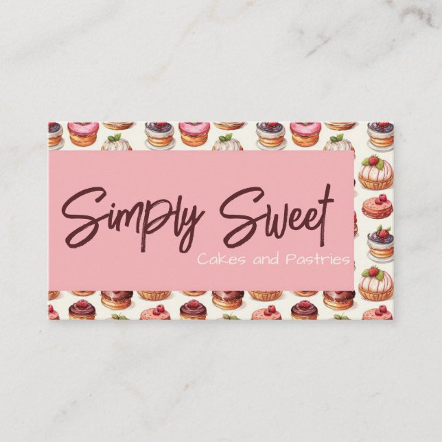 Pink Pastry Cupcake Business Card Visitenkarte (Vorderseite)