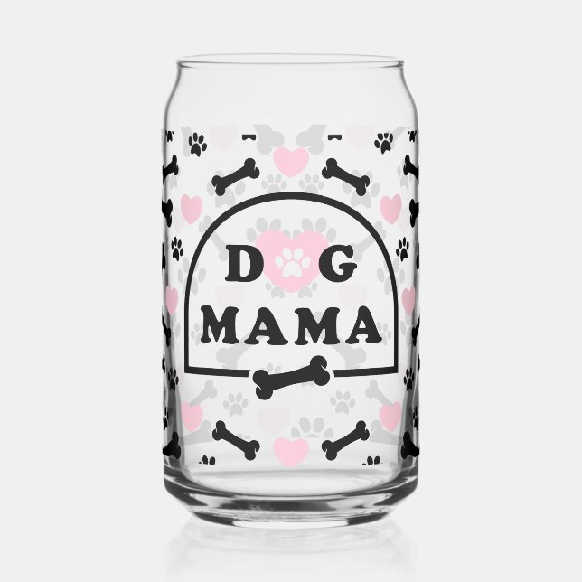 Pink Pattern Dog Mama Dosenglas (Links)