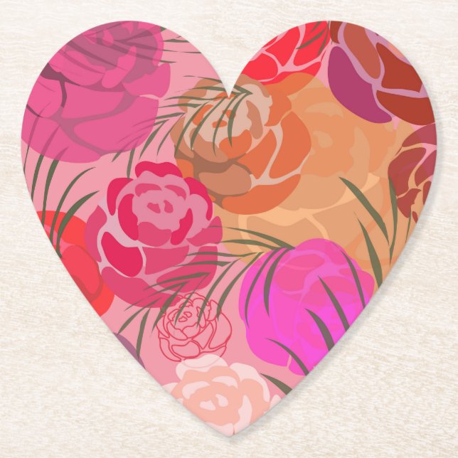 Pink pattern with flowers and plants untersetzer (Vorderseite)